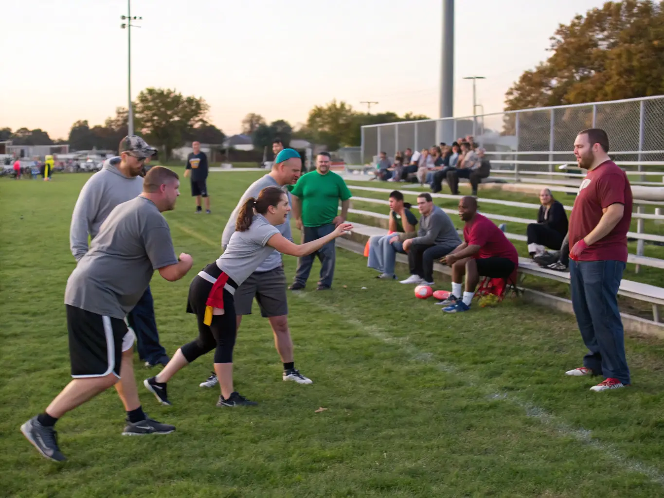 An action shot of adults playing football in a local league match, demonstrating the competitive spirit and community involvement fostered by UNION SPORTIVE VALLEE DE L'AILETTE.